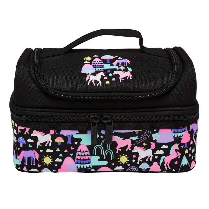 Smiggle Vibin Double-Deck Lunchbox – Black & Grey Mix 1