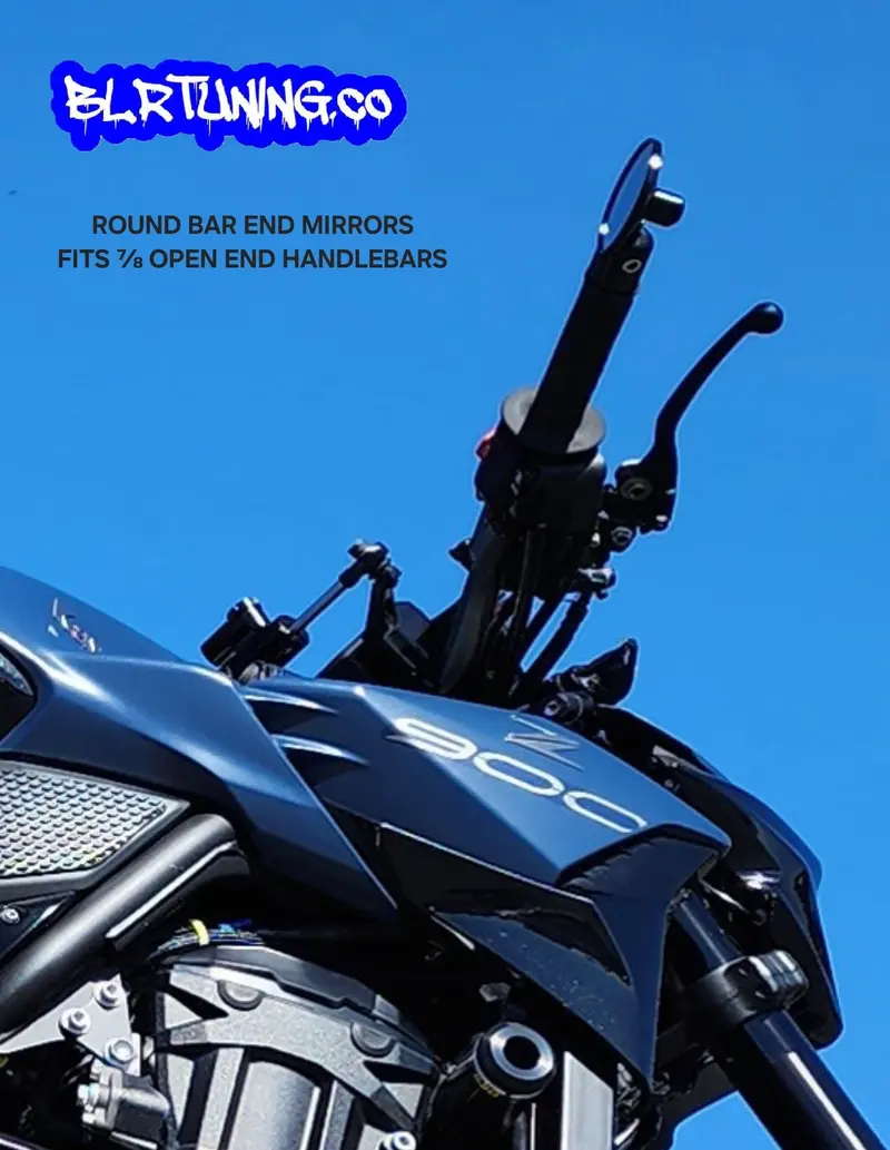 Solid-Mount Round Bar End Mirrors For 7/8" Handlebars (Non-Folding, Universal) 1