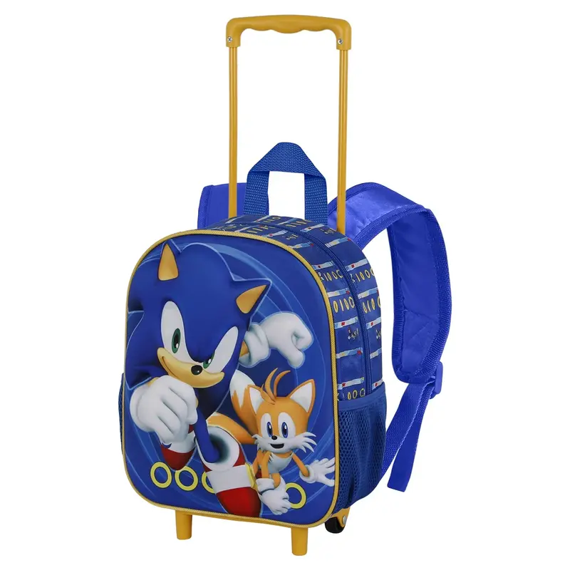 Sonic The Hedgehog 3D Wheeled Backpack – Tails-Inspired, Compact Size 1