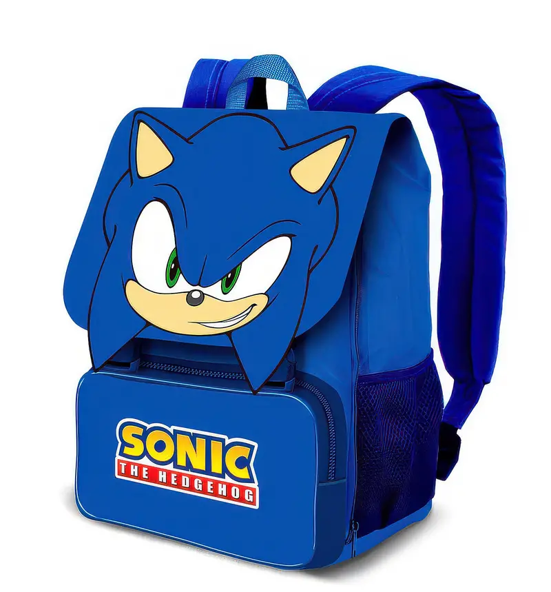 Sonic The Hedgehog Flap Backpack – 45Cm Youth Backpack With Zippered Compartments 1