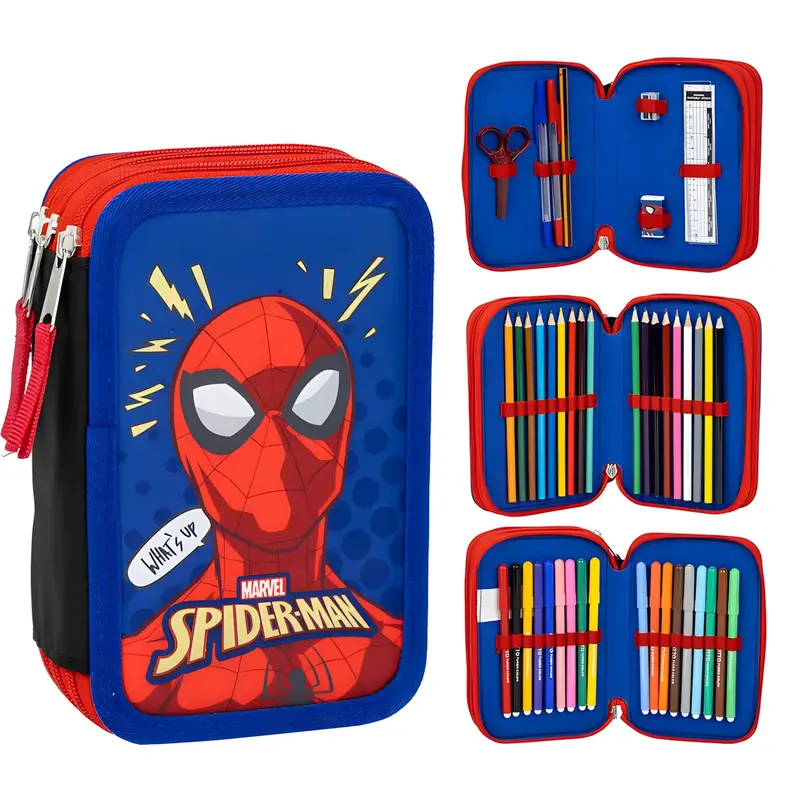 Spider-Man Triple Pouch Pencil Case – Marvel-Themed Organiser 1