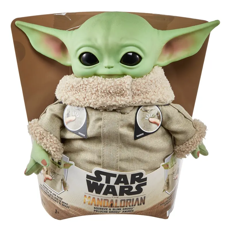 Star Wars Grogu Plush By Mattel – Squeeze-Activated Blinking Baby Yoda 1
