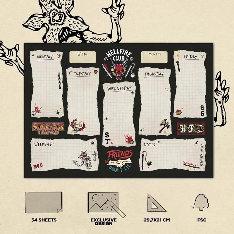 Stranger Things Weekly Planner – A4-Sized Undated Planning Notebook 1