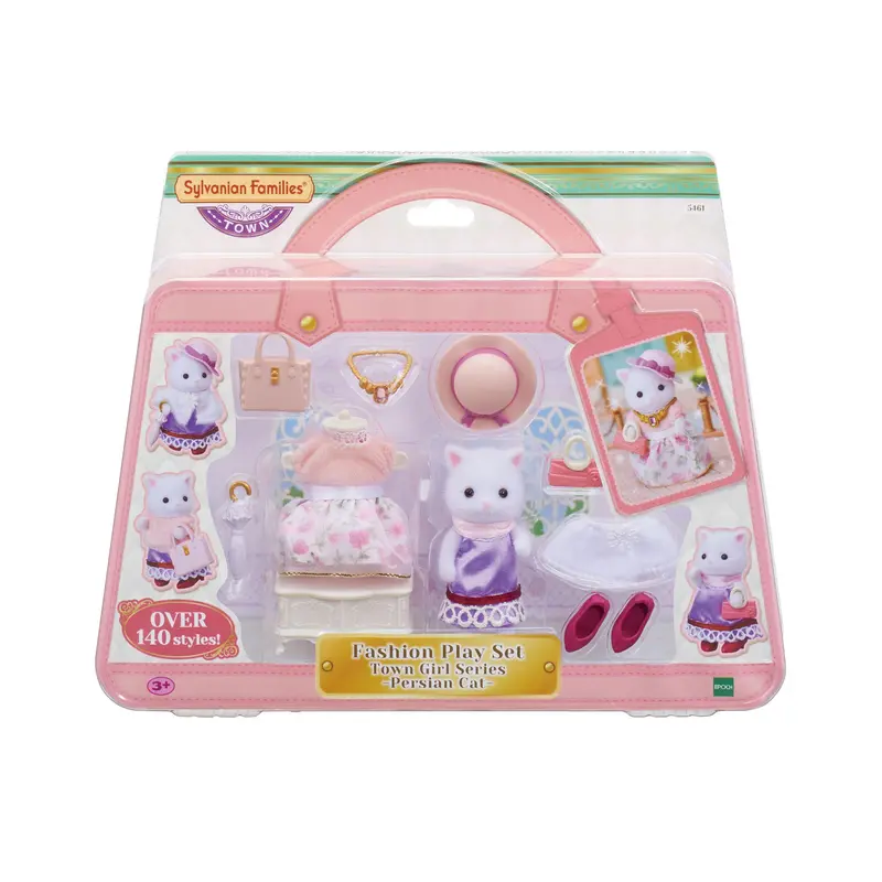 Sylvanian Families Persian Cat Town Girl Figure – Fashion-Forward Character 1