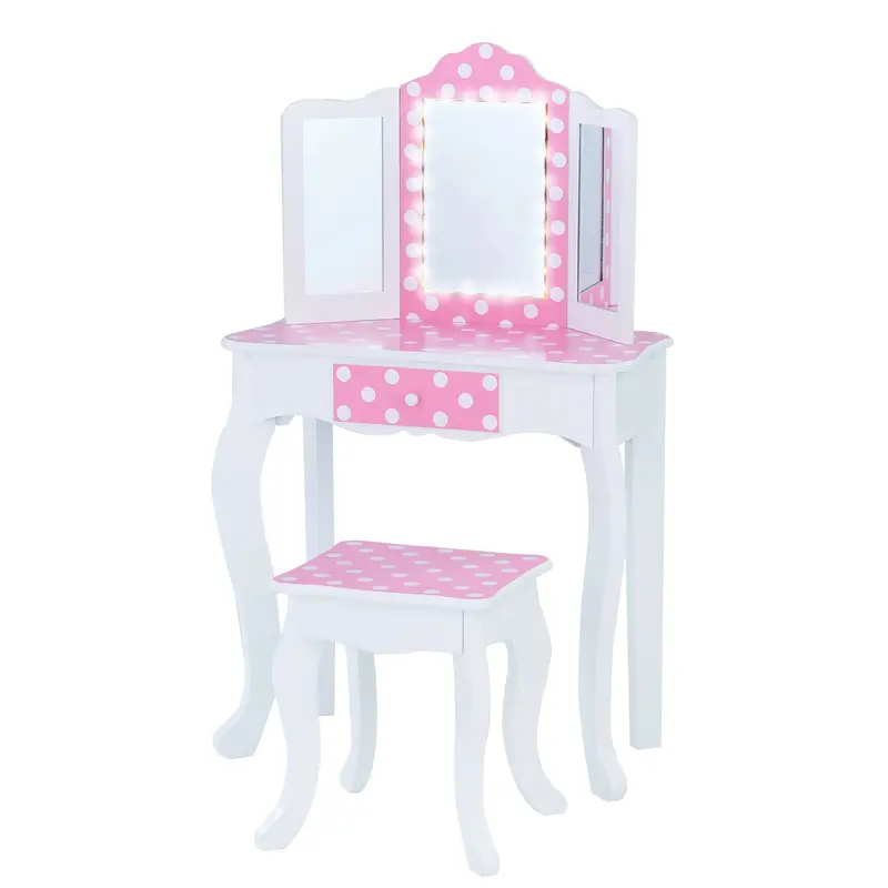 Teamson Little Princess Gisele Polka Dot Wooden Vanity Playset 1