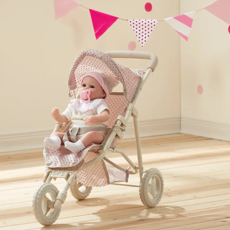 Teamson Olivia’S Little World Jogging-Style Doll Pram – Pink/Cream/Grey 1