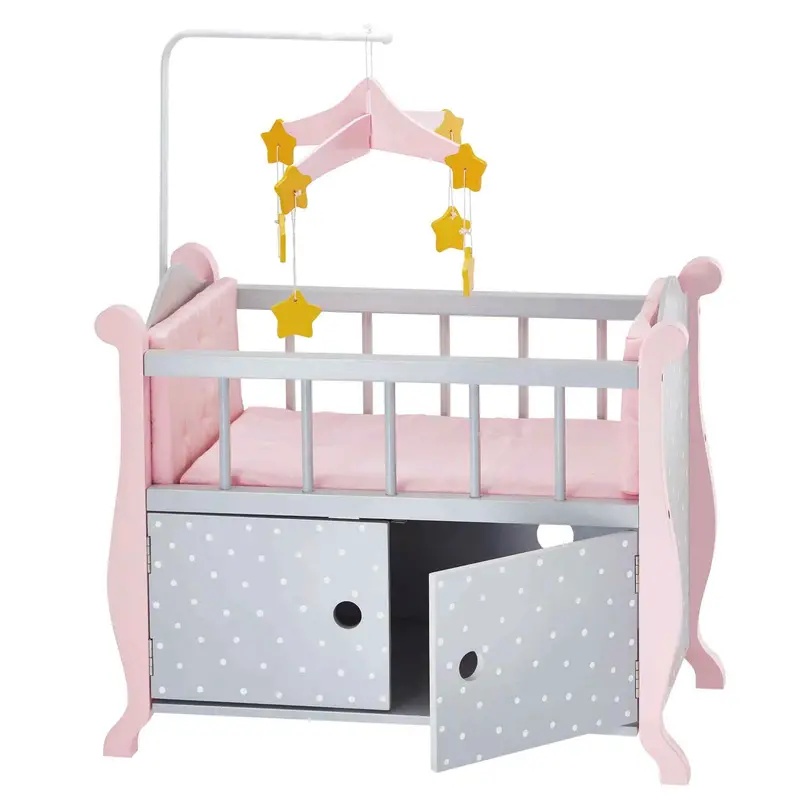 Teamson Olivia’S Polka Dot Princess Crib – Wooden Baby Doll Bed For Little Ones 1