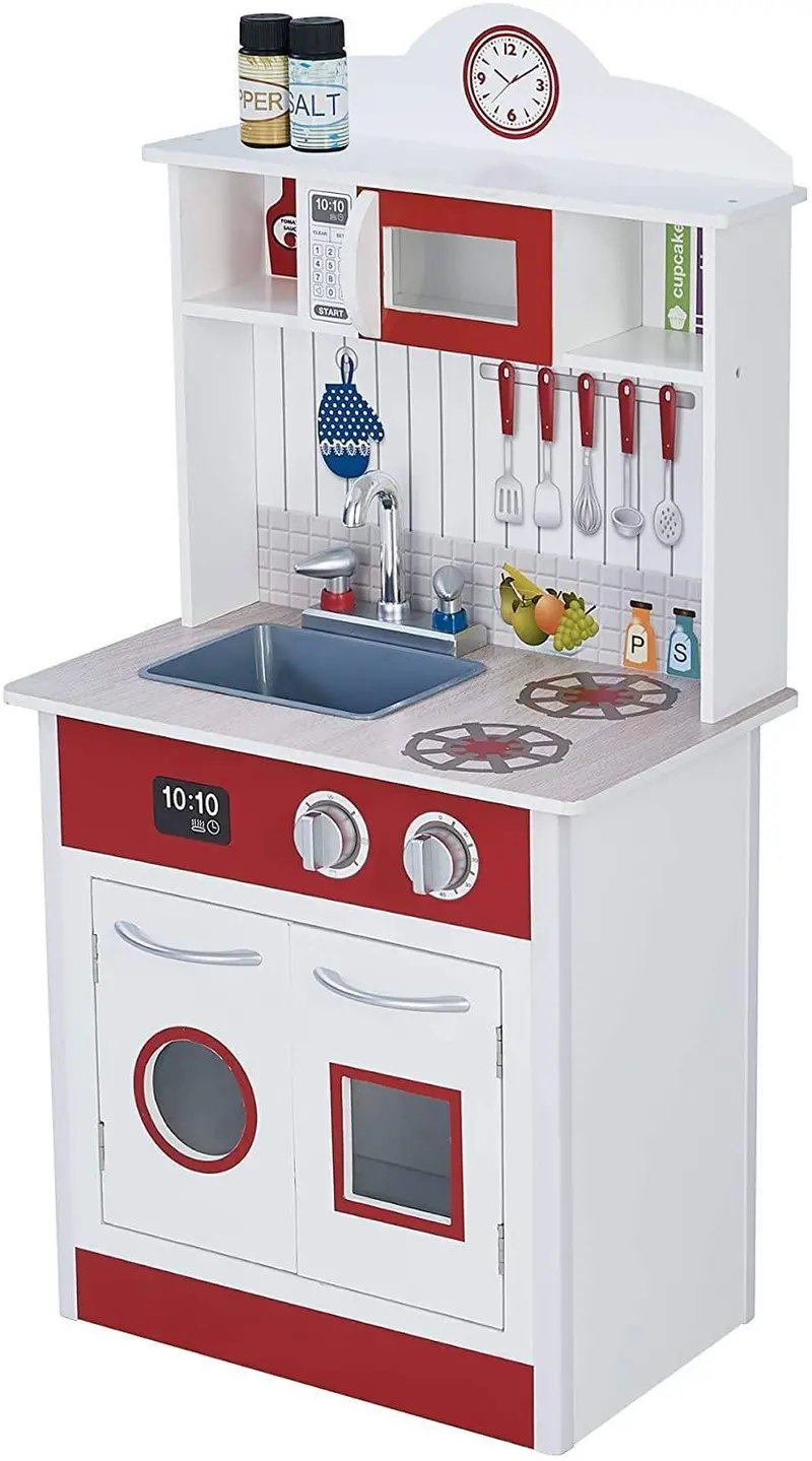 Teamson Toddler Play Kitchen – Realistic Wooden Kitchen Set (Model Td-12385R) 1