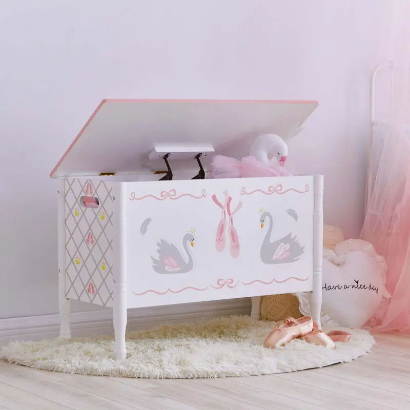 Teamson Usa Swan Lake Ballerina Hand-Painted Wooden Toy Chest 1
