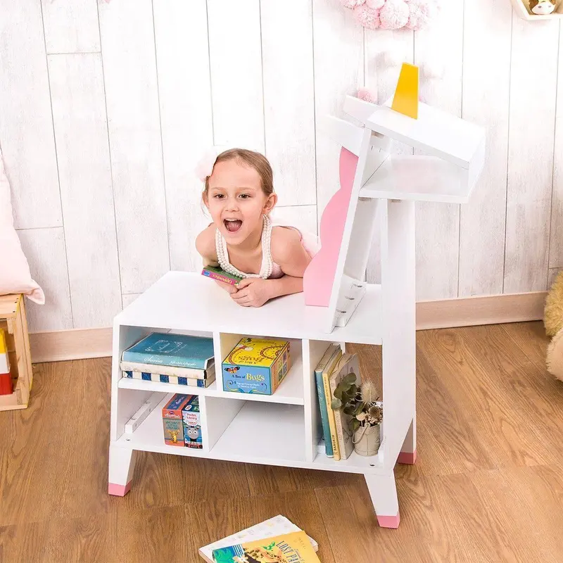 Teamson Zoo Kingdom Unicorn Bookshelf – Pink And White Fantasy Design 1