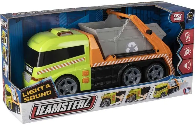 Teamsterz Large Light-And-Sound Green & Orange Skip Lorry – Interactive Construction Toy 1