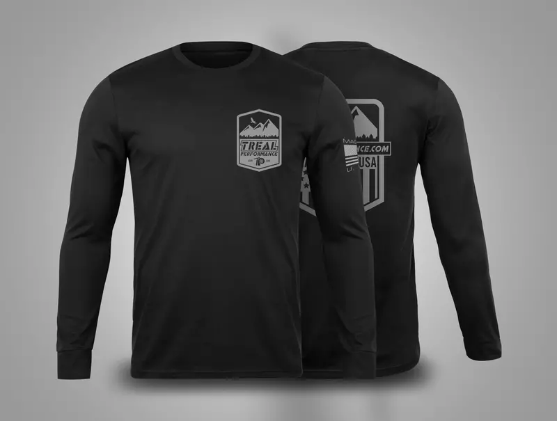 Treal Performance Grey Logo Long Sleeve T-Shirt – Usa-Made Comfort Fit 1