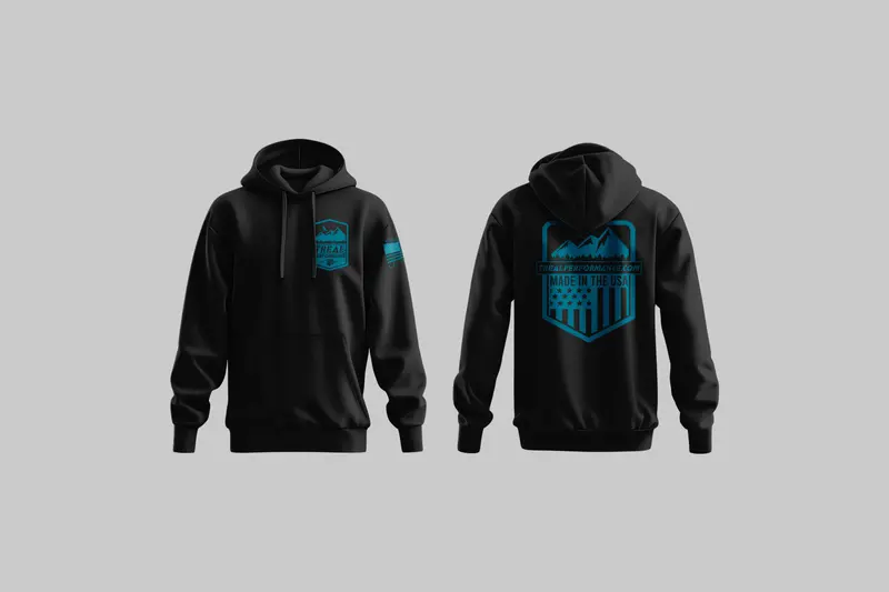 Treal Performance Youth Black Hoodie – Teal Accent Logo (Usa-Made) 1