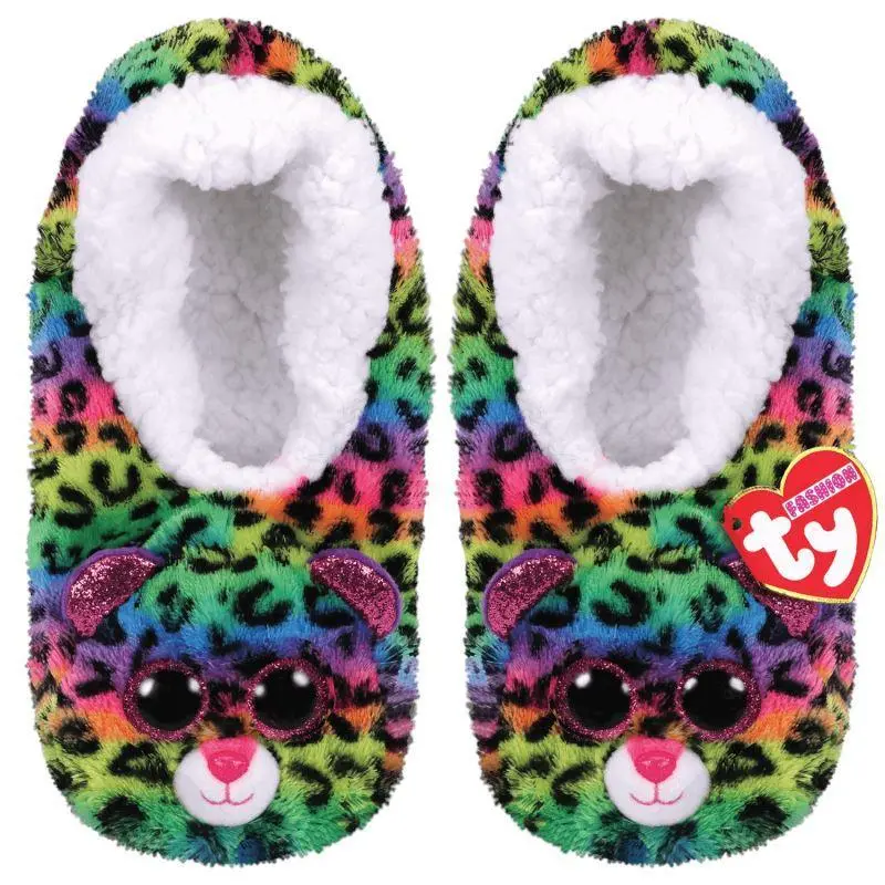 Ty Beanie Boo Dotty Leopard Plush Slippers For Kids 1