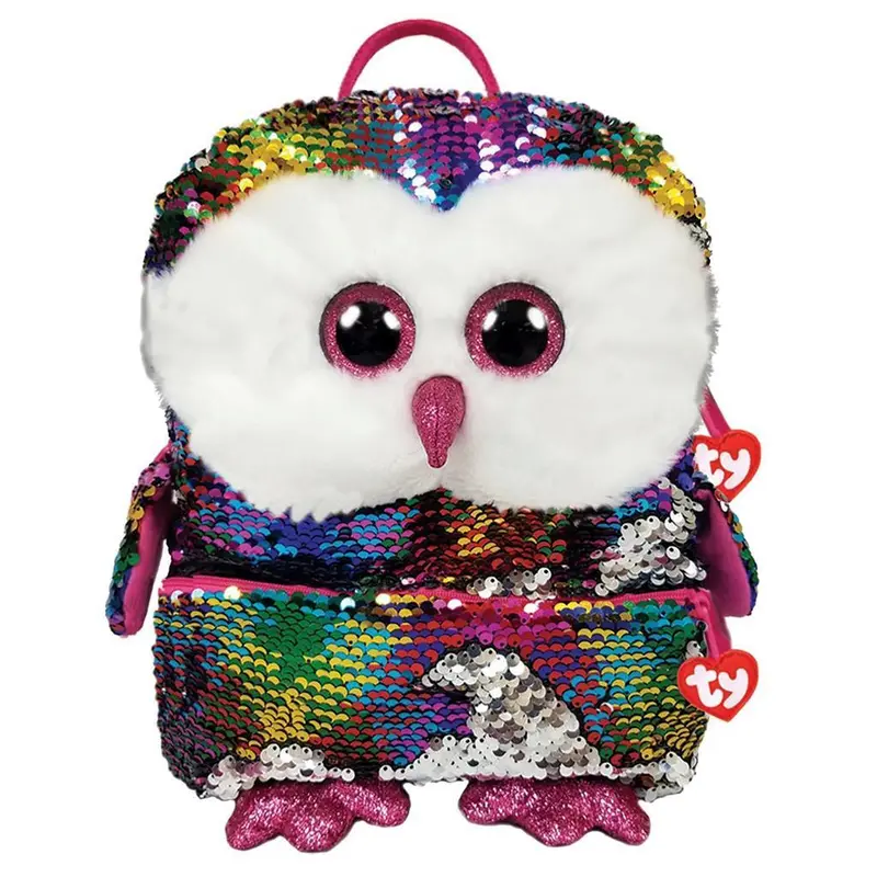 Ty Owen Owl Reversible Sequin Backpack – 33 Cm Square Design 1