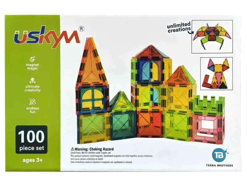 Uskym 100-Piece Magnetic Construction Toy Set 1