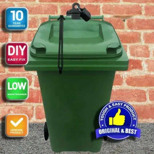 Wall-Mounted Wheelie Bin Post Lock – Tool-Free Bungee Securing System 1