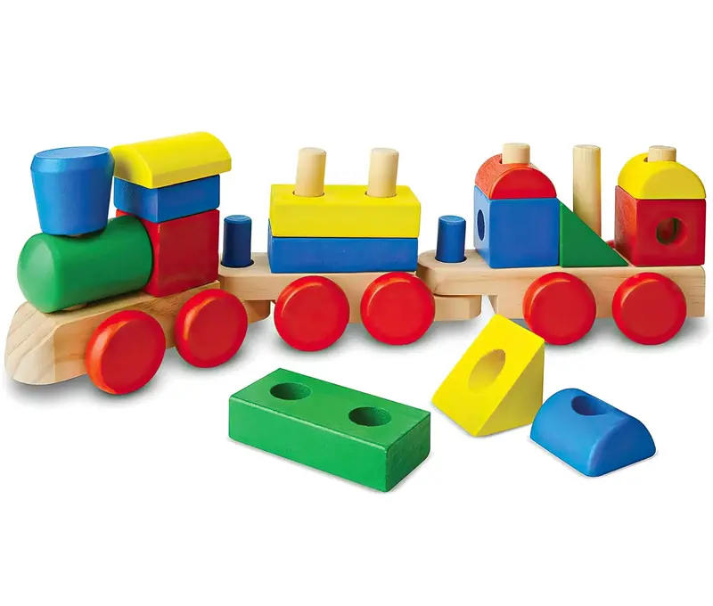 Wooden Stacking Train Toy For Toddlers – Melissa & Doug Educational Pull-Along Toy 1