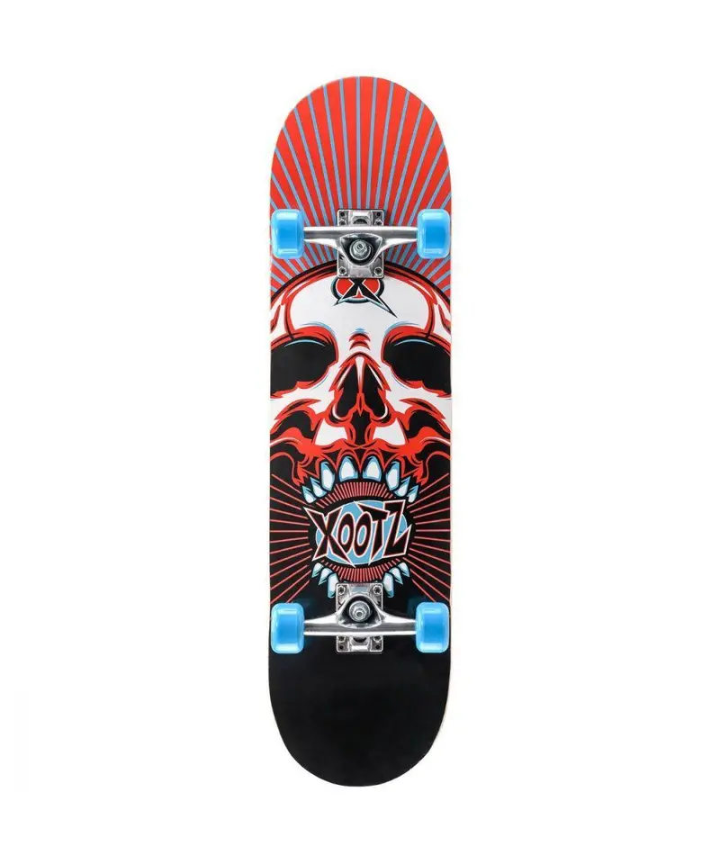Xootz 31-Inch Skull-Print Double-Kick Trick Skateboard 1