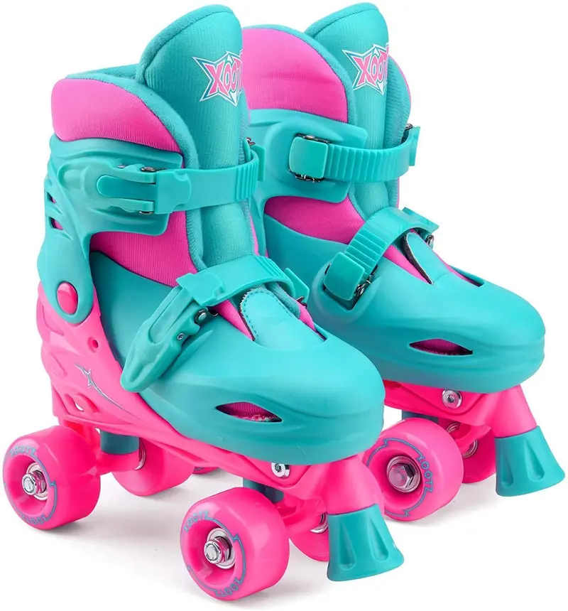 Xootz Adjustable Quad Skates For Girls – Pastel Design, Medium Size 1