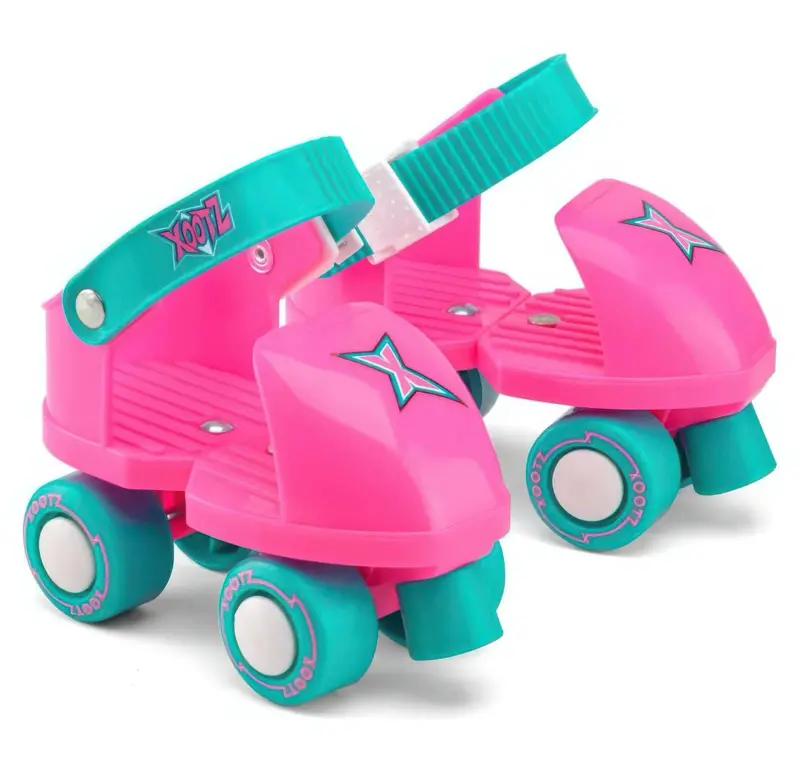 Xootz Beginner Quad Roller Skates – Pink Training Wheels, Adjustable Fit 1