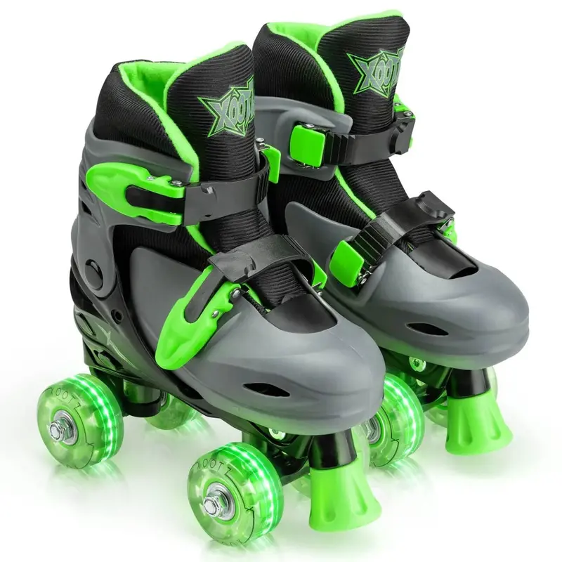 Xootz Quad Roller Skates – Green Glow-In-The-Dark Wheels 1