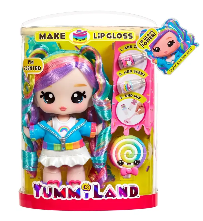 Yummiland Skyler Rainbow Large Fashion Doll With Lipgloss Pet & Belt 1