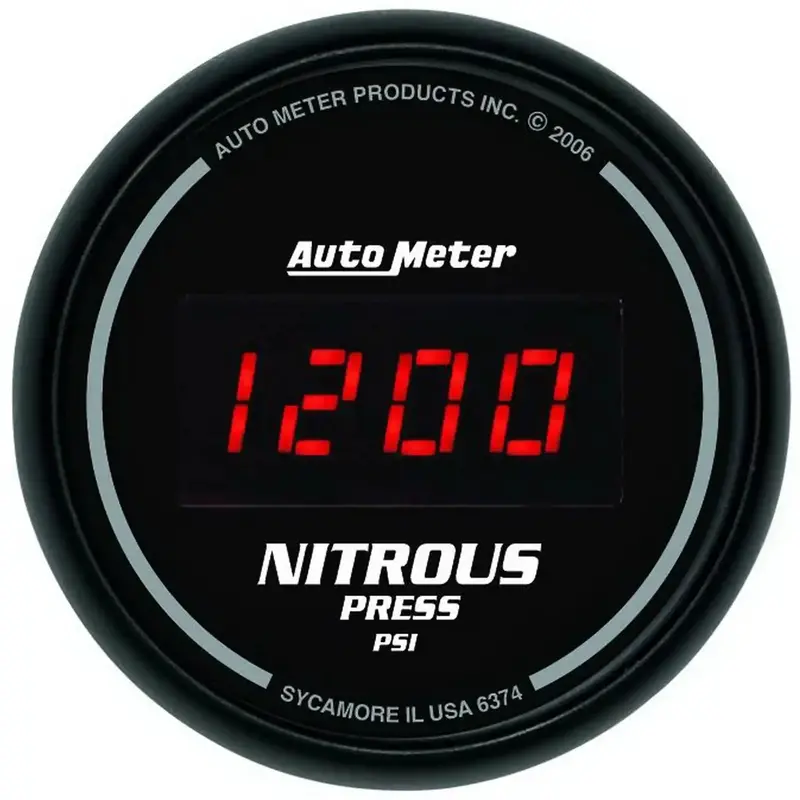 Autometer 6374 Digital Nitrous Pressure Gauge – 2-1/16" Black Dial With Red Led Display (1600 Psi Range) 1