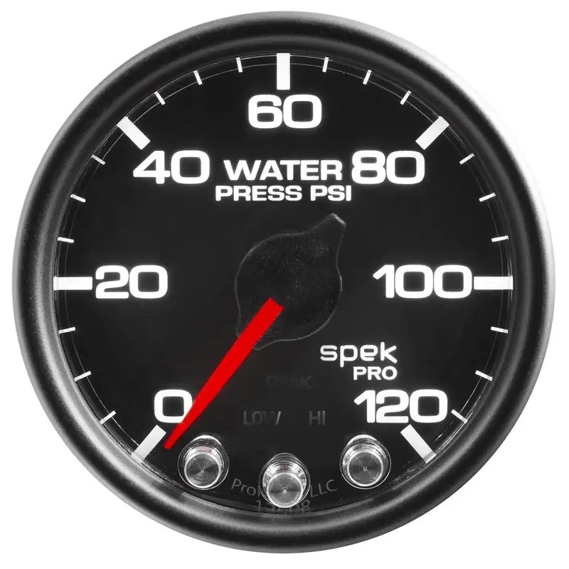 Autometer P34532 Water Pressure Gauge – 2-1/16", 120 Psi, Stepper Motor With Peak/Warn 1