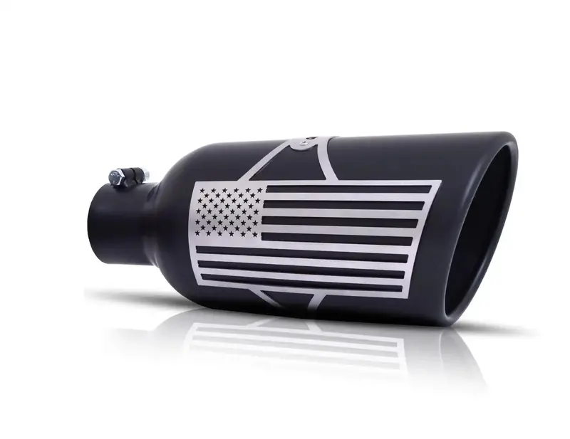 Gibson 71-1017 Patriot Flag Exhaust Tip – Black Ceramic Coated, Rolled Edge 1