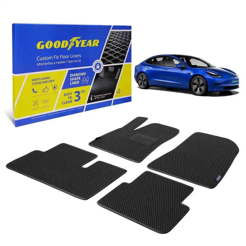 Goodyear Custom-Fit Floor Liners (Model Gy004273) – Diamondtread™ Texture, All-Weather Protection 1