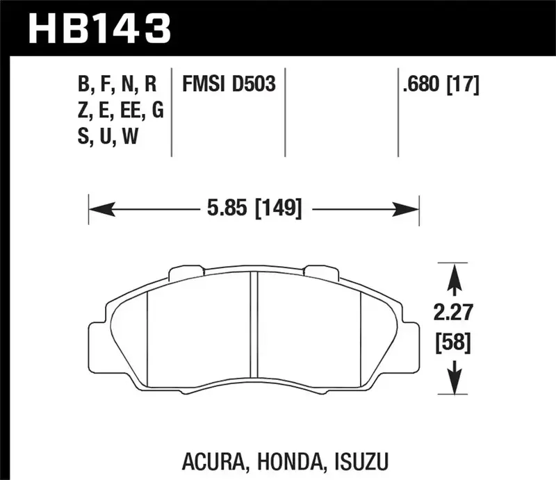 Hawk Performance Hb143D.680 Er-1 Disc Brake Pad Front 0.680 Thickness 1