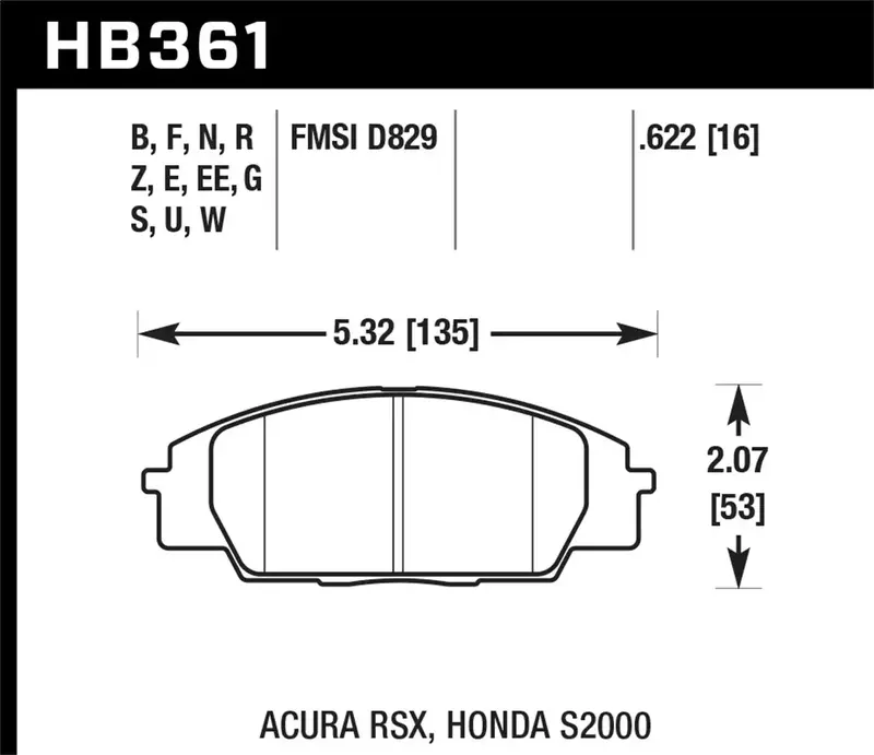 Hawk Performance Hps Hb361F.622 High-Performance Street Brake Pads – 0.622" Thickness 1