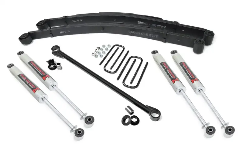 Rough Country 48940 2.5-Inch Leveling Lift Kit With M1 Monotube Leaf Spring Shocks 1